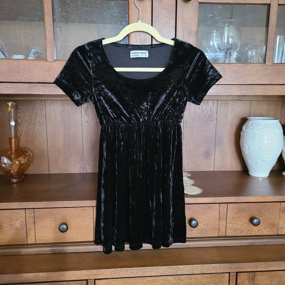 American Apparel Black Velvet Mini Dress